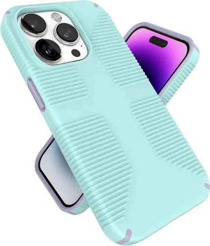 Vista 10 de Speck Funda transparente para iPhone 14 Pro - Protección delgada contra caídas, resistente a los arañazos y antiamarilleamiento con agarre