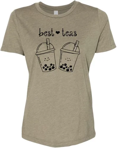 Vista 22 de Cute Women's Screen Printed Crew Neck Tee, Shirts With Sayings, Dusty Blue or Olive