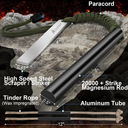 Vista 10 de 5" Ferro Rod Kit, Flint and Steel