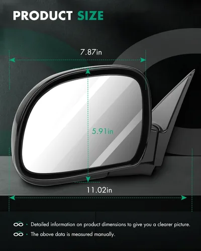Vista 3 de SCITOO Espejos retrovisores laterales negros plegables manuales izquierdos para Chevy Blazer S10 94-98 GMC Jimmy S-15 Sonoma 96-98 Isuzu Hombre