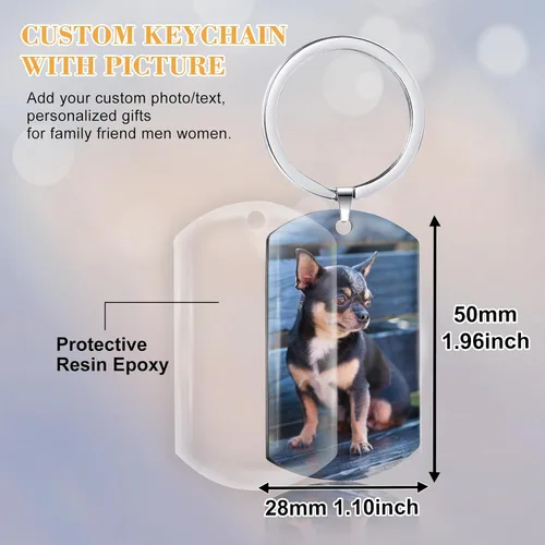 Vista 4 de Funnylife Llavero Conmemorativo Personalizado con Foto de Perro de Acero Inoxidable Llavero Personalizado de Memoria de Mascota Regalos
