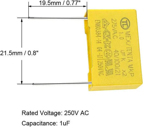 Vista 3 de uxcell Condensador de seguridad Película de polipropileno 1uF 275VAC X2 MKP 15 Pcs