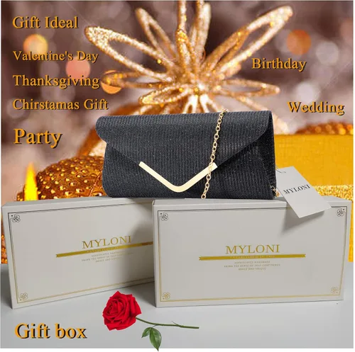 Vista 6 de Bolsos de mano brillantes para mujer bolso de noche para mujer bolso de mano para mujer bolso de mano para fiesta graduación boda