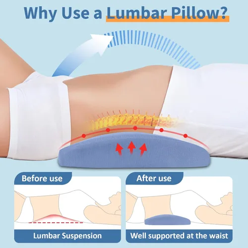 Vista 5 de Almohada de Soporte Lumbar para Cama para Aliviar el Dolor de Espalda Baja con Gel Refrescante: Almohada de Ciática de Espalda Baja