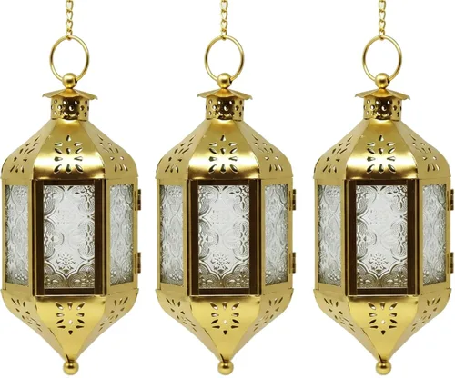 Vista 16 de Vela Lanterns Farol portavelas decorativo marroquí colgante de 11.5 pulgadas, portavelas para interiores y exteriores, para patio, porche, ramadán