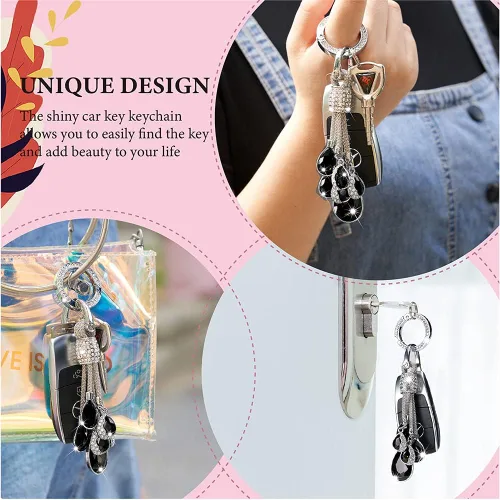 Vista 6 de Bling Crystal - Llavero de diamantes de imitación para mujer, llavero de moda