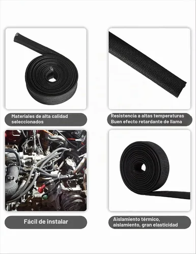 Vista 4 de Protector Térmico de Alambre Automotriz Funda Protectora Térmica Protector Térmico para Línea de Combustible Cubierta Protectora de Manguera Auto