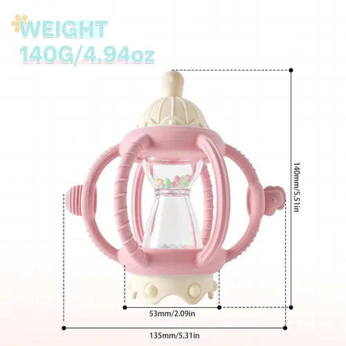 Vista 6 de Juguetes sensoriales Montessori para bebés, mordedores de silicona para bebés de 3 a 6 a 12 meses, regalos para recién nacidos, niños y niñas (azul)