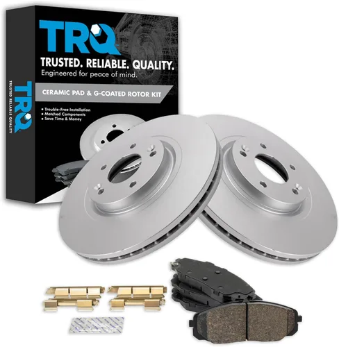 Vista 24 de TRQ Juego de pastillas de freno delantero y rotores con revestimiento de cerámica compatible con Jeep Compass Patriot 2017