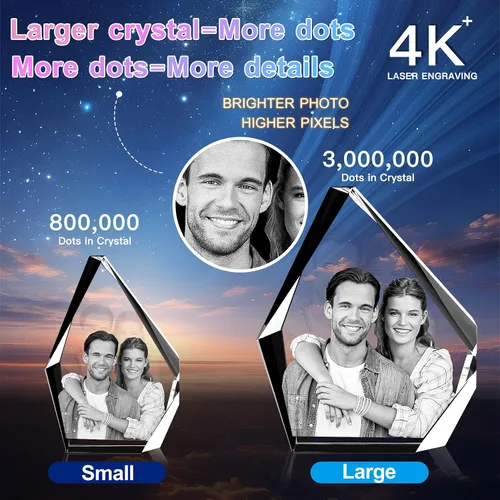 Vista 2 de Foto de cristal 3D personalizada, regalos del día de la madre para mamá, regalos de fotos personalizados para ella, él, papá, mujeres, hombres