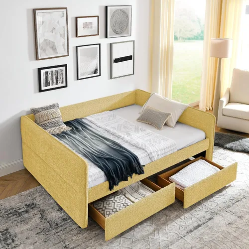 Vista 10 de Sofá cama tapizado tamaño Queen con cajones para adolescentes adultos