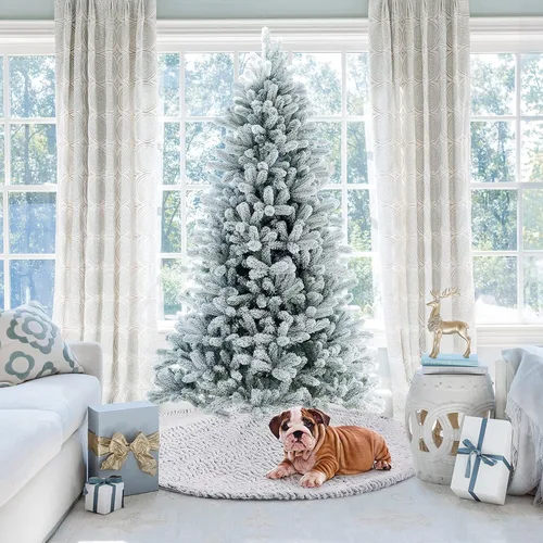 Vista 4 de yuboo Falda de árbol de Navidad bohemia de piel, 48 pulgadas, Minky Couture, moderna alfombra de árbol gris para decoración y adornos bohemios