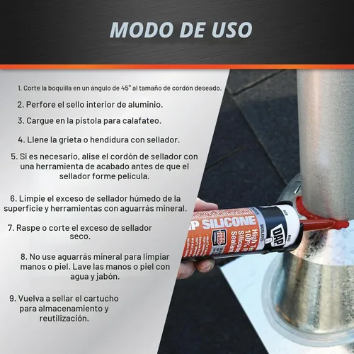 Vista 3 de DAP Sellador de silicona 100% RTV de alta temperatura, 10.3 onzas, rojo (7079808013)