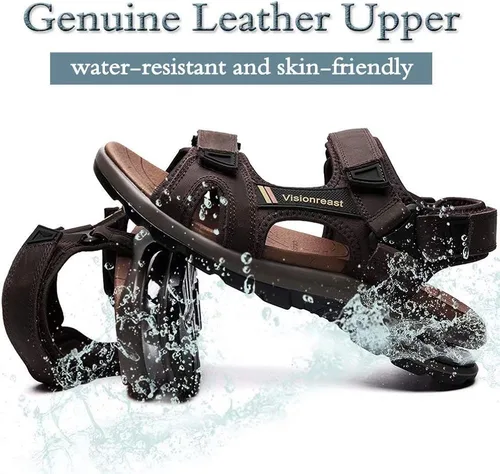 Vista 2 de visionreast Sandalias atléticas para hombre con puntera abierta, sandalias antideslizantes con cojín de aire, sandalias casuales de playa
