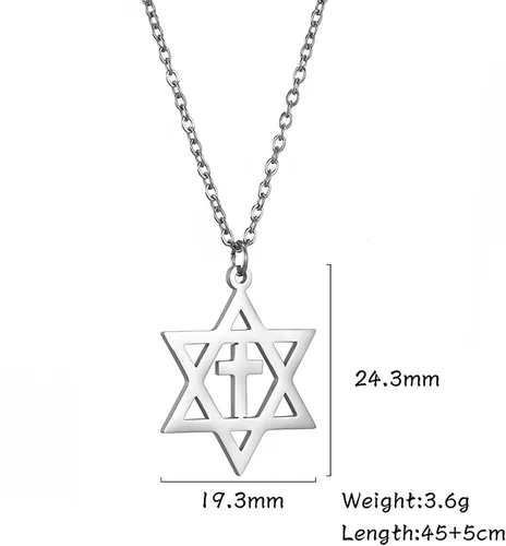 Vista 5 de EUEAVAN Collar con dije de estrella de David para mujer, con dije hexagonal, amuleto, simbólico, judío, Israel, religioso, David, joyería de regalo