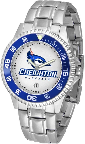Vista 56 de SunTime Reloj de cuarzo de 1.575 in para hombre, correa de acero inoxidable de 0.787 in, esfera Gameday