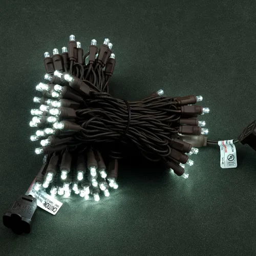 Vista 3 de YULETIME Luces LED de Navidad blancas frías de 0.197 in, 33 pies, 100 unidades de espacio de 4 pulgadas, de una sola pieza, de gran angular