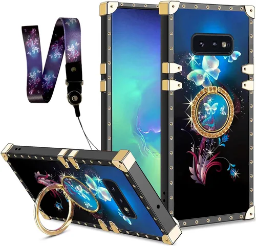 Vista 19 de Funda para Samsung Galaxy S8 Plus con soporte de anillo, patrón de moda, parte trasera de policarbonato duro y TPU suave, cubierta de protección a