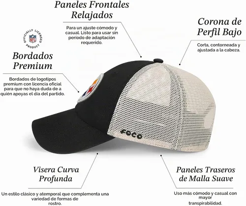 Vista 3 de FOCO NFL - Gorra de camionero de malla casual con logotipo del equipo de la NFL para hombre