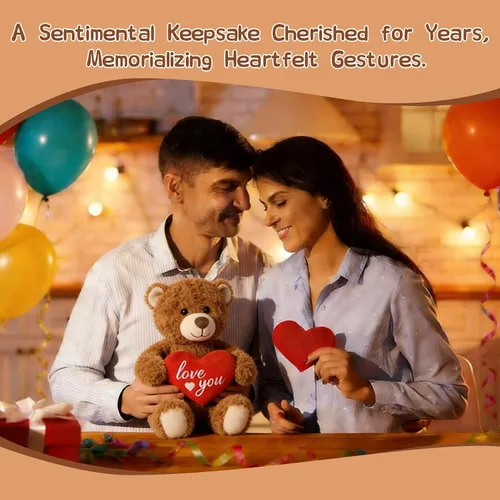 Vista 5 de Oso de peluche para el día de San Valentín – Oso marrón de 8.6 pulgadas, animal de peluche suave, regalo ideal para su novia, mamá, niñas, bonito