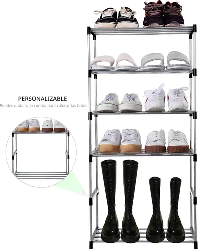 Vista 4 de Jucaifu - Estante pequeño apilable para zapatos, ahorro de espacio para entrada, pasillo y armario, organizador y almacenamiento (3 niveles, negro)