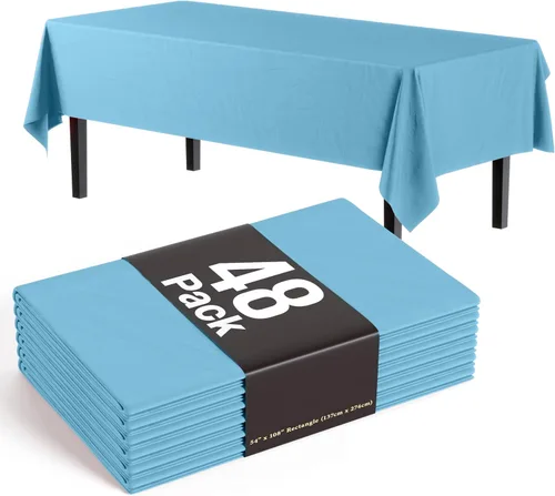 Vista 16 de Exquisite Mantel rectangular negro de 54 x 108 pulgadas, paquete de 48