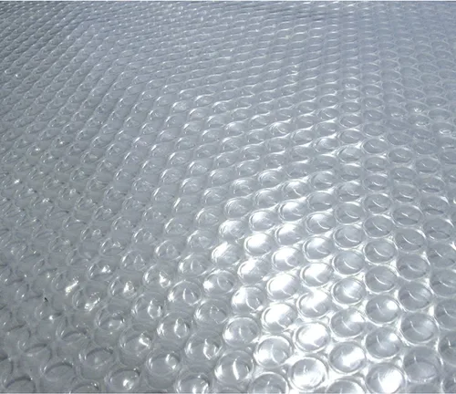 Vista 2 de Blue Wave Cubierta solar ovalada para piscina de 12 x 24 pies, transparente de 12 mil, cubierta solar para piscina sobre el suelo, manta térmica