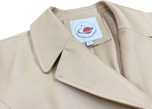 Vista 6 de Smart Universe Wear - Chaqueta de piel de cordero para mujer estilo casual doble botonadura