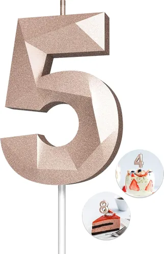 Vista 16 de Velas de cumpleaños con números (0 velas negras), forma de diamante 3D, decoración de pastel de feliz cumpleaños para niños y hombres, cumpleaños