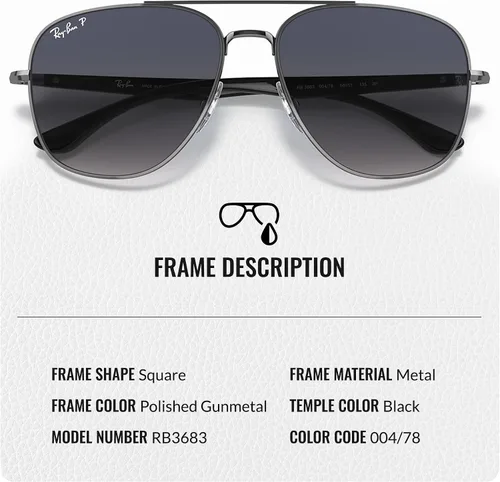 Vista 3 de Ray-Ban RB3683 Gafas de sol de forma cuadrada con kit oficial de gafas