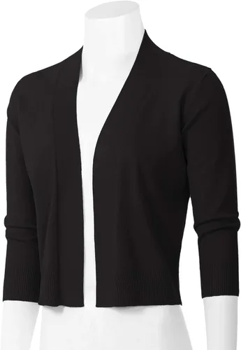 Vista 2 de Cárdigan corto clásico de manga 34 para mujer (S3XL)