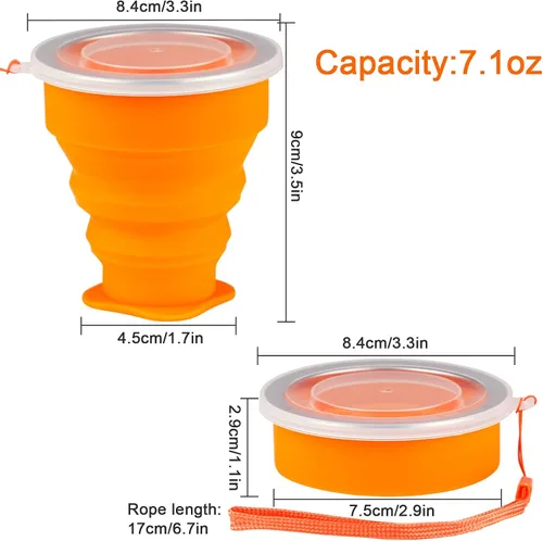 Vista 5 de Vasos plegables para viajes – Taza plegable de silicona portátil con tapa, taza plegable reutilizable para camping, senderismo y uso diario