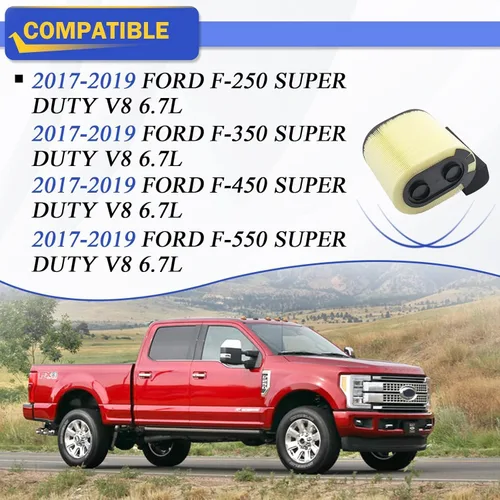 Vista 2 de Filtro de aire de motor para Ford F250 F350 F450 F550 2017 2018 2019 con motor diésel Powerstroke de 6.7L V8 Super Duty FA-1927 HC3Z9601A