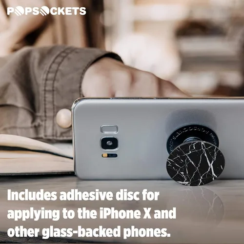 Vista 5 de Soporte y agarre 1 para celular de PopSockets, Mármol negro