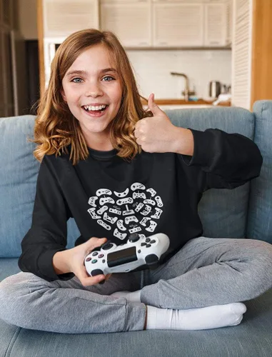 Vista 3 de Camiseta de manga larga para el día de San Valentín para niños y niñas, videocámaras