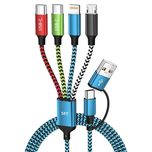 Vista 9 de Cable divisor USB C multi carga para múltiples dispositivos, cable de carga rápido 4 en 1, cable de carga de teléfono USB C trenzado con 4