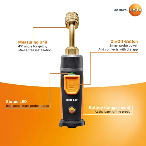 Vista 4 de Testo Kit de sonda inteligente I Juego de medidores HVAC/R para aire acondicionado, refrigeración y sistema de calefacción I Incluye testo 115i