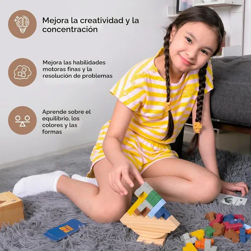Vista 5 de PATHFINDER PANDAS Juego de pila de torre - Juego de equilibrio de 32 piezas para niños y adultos