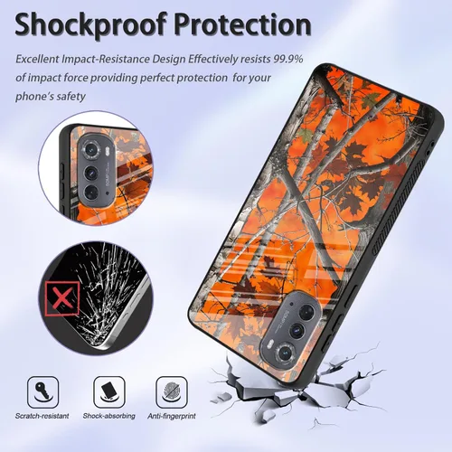 Vista 4 de Funda para Motorola Moto Edge 2022, cubierta trasera de vidrio templado con protector de pantalla, funda protectora a prueba de golpes para Motorola