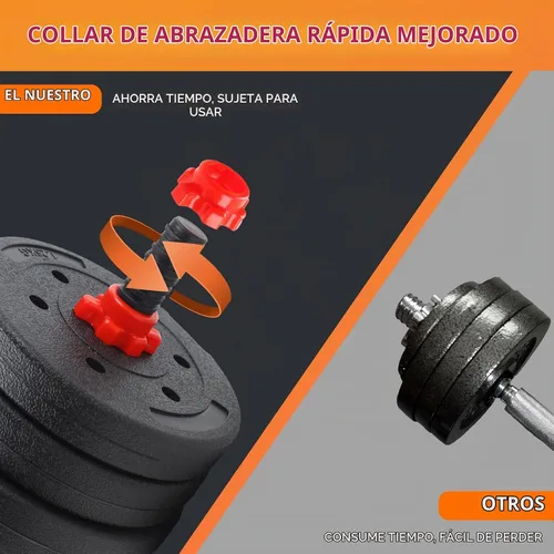 Vista 4 de Juego de mancuernas de peso ajustable, pesas libres con conector, juego de mancuernas convertibles, soporte de levantamiento de mancuernas 3 en 1