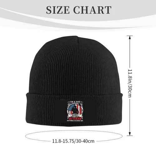 Vista 7 de FUNIAN Knit Beanie Warm and Cozy Winter Hat for Men and Women, I'm A Dad Grandpa and A Veteran Nothing Scares Me Fashionable Accessories with