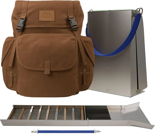Vista 9 de ASR Outdoor Kit de Caja de Esclusa de Oro Plegable de Aluminio de 50" para Prospección de Oro con Mochila, Caqui