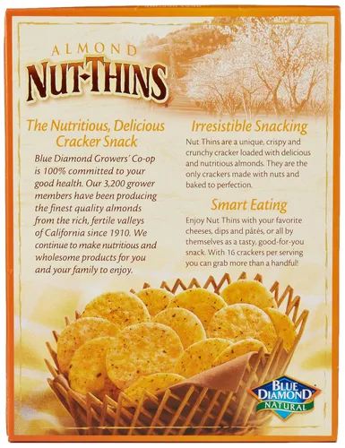 Vista 4 de Blue Diamond Almond Nut Thins, Queso Cheddar, 4.25 Oz (Paquete de 4)