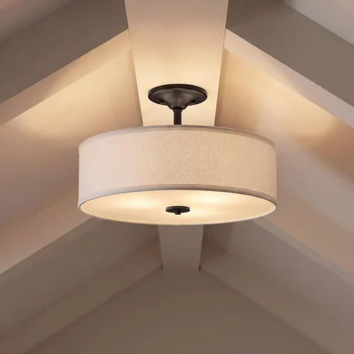 Vista 2 de Progress Lighting Inspire - Luz semiempotrada de 18" con 3 luces, grafito Grafito con pantalla de lino de verano