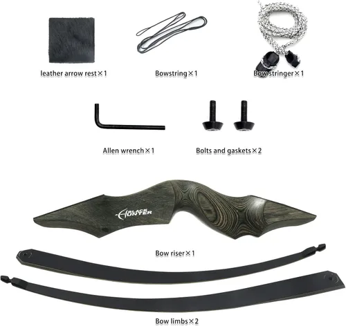 Vista 6 de Black Hunter - Arco de madera de caza con arco largo americano para adultos, mano derecha, 60 pulgadas, práctica de objetivo de 30-60 libras