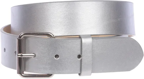 Vista 7 de Beltiscool 1 1/2" (38 mm) Snap On Plain Leather Jean Belt con hebilla de rodillo Amarillo