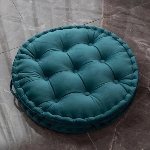 Vista 12 de MOJUN Almohada redonda de meditación, almohadas grandes para adultos, almohada redonda gruesa de terciopelo holandés con asa para yoga, sala de Azul