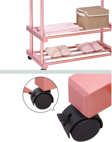 Vista 4 de UNNS Tendedero plegable para secar el suelo, 3 capas, plegable, soporte para ropa sucia, ruedas rodantes, adecuado para balcón, lavandería