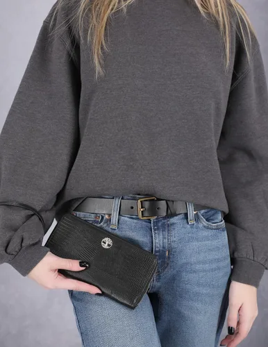 Vista 2 de Timberland - Cartera de piel con cremallera de interferencia de radiofrecuencia (RFID) para mujer, con correa para la muñeca