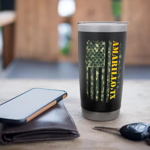 Vista 7 de Amarillo Texas Camouflage Usa Flag Stainless Steel Insulated Tumbler